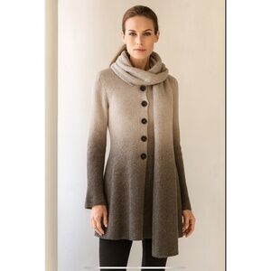 MARC CAIN SWEATER CARDIGAN SCARF SET WOOL ALPACA BLD COZY CHIC LUXURY KNIT 2